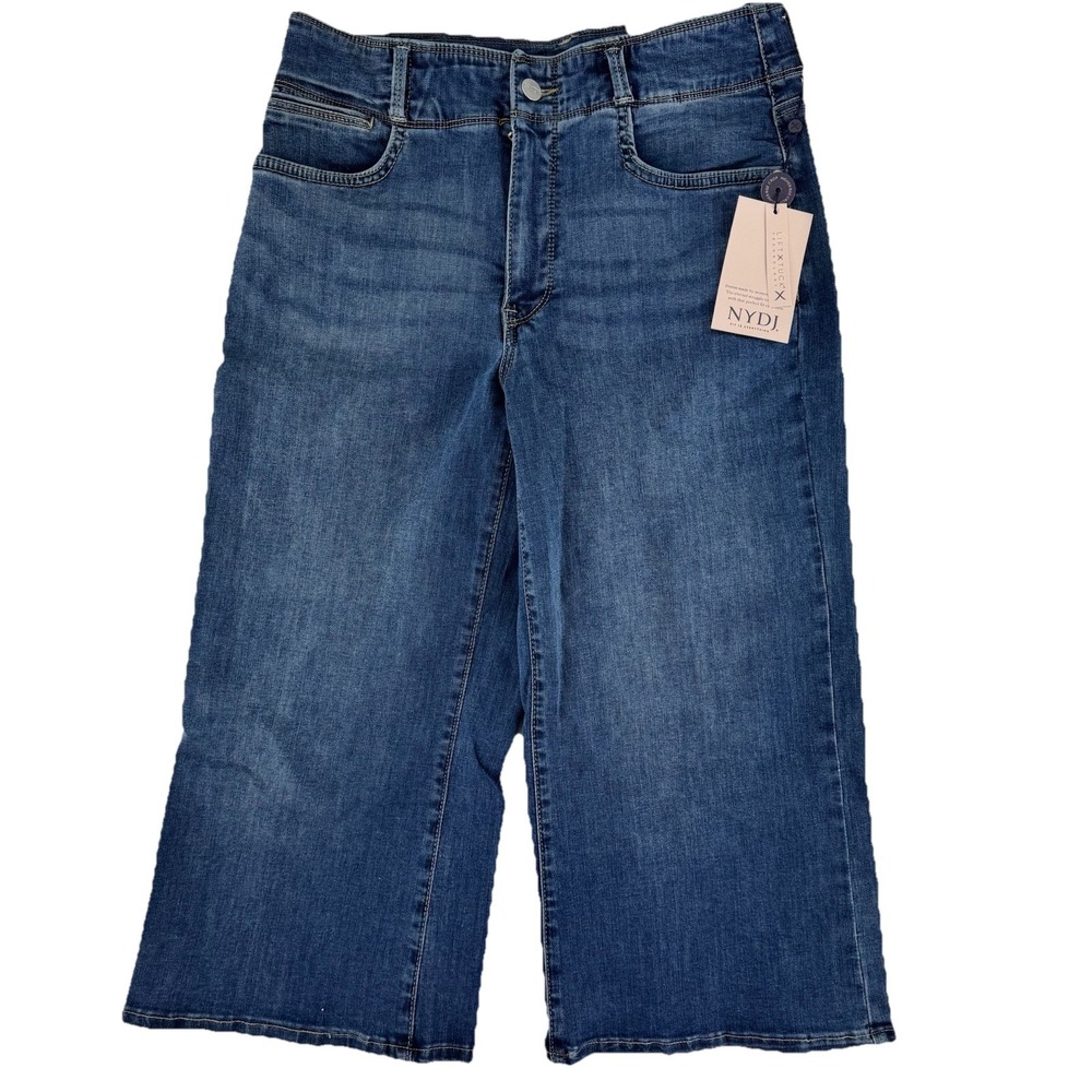 NYDJ Cool Embrace Wide Leg Denim Crop Jeans 8P Seredipity Blue - Picture 1 of 12
